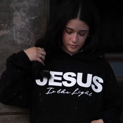 "Jesus is The Light" Rhinestone Hoodie